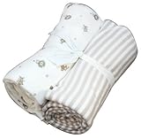 Under the Nile Nature's Nursery Flannel Swaddle Blanket Set, Tan Stripes/Animal Print by Under the N