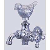 立水栓/水栓柱に取付け ガーデニングアニマル蛇口(二口万能蛇口メッキ)スズメ