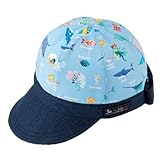 笑顔でおでかけベビー帽子・キャップ（日本製）　海洋生物の楽園（ライトブルー）　B19020