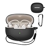 For Shokz OpenDots ONE 用 ケース 保護ケース 保護カバー 【KONXISA】ワイヤレスイヤホン ケース シリコン素材 着用しやすい 耐衝撃 防水防塵 ウォッシャブル（カラビナ付き+ストラップ付き ） 装着充電可能 持ち運びがしやすい（ブラック）