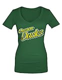 NCAA Oregon DucksレディースコットンVネックTシャツ、スモール、フォレストグリーン
