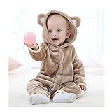 Ltuotu 柔らかい　ベビー＆キッズ用 ファション カバーオール ロンパース 着ぐるみ キッズコスチューム 子供 男の子 女の子 出産 祝い パジャマ 防寒着 スウェット (90, ブラウンクマ)