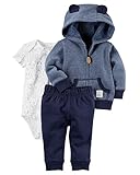 カーターズ carter's 男の子用紺ボーダーLITTLE BEAR CLUB立体耳付きフードジャケット上下3点セット (6months(61-67cm)) [並行輸入品]