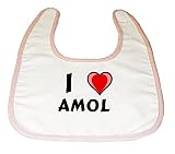 Baby Bib with I Love Amol (first name/surname/nickname) by Shopzeus