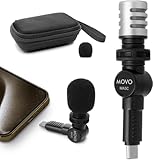 Movo (ムーボ) 外付けUSB-Cマイク iPhone 15用 - iPhone 15用マイク USB-Cデバイス - ポータブルコンデンサーショットガンマイク ビデオ録画、ナレーション、インタビュー、旅行、ビデオブログ、YouTube用 (最新バージョン)