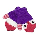 Tonsee キッズ 手袋 子供用 可愛い グローブ 保温 防寒 女の子 男の子 ミトン 冬用 通学 お出かけ用 (パープル)