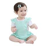 toshibonベビー女の子2ピースボディスーツShortallsセット、花柄装飾サスペンダーショーツ カラー: ブルー