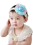 赤ちゃん 新生児 ベビー小物 韓風 お姫様 髪飾り ヘアアクセサリ ヘアーバンド カチューシャ ヘッドバンド 出産祝い 誕生日 プレゼント ギフト （ブルー）