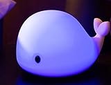 Gawell イルカクジラ夜間ライトUSB充電式ムードライト、暖かい白、シングルカラーと7色の呼吸モード、赤ちゃんの大人のための敏感なタップコントロールと子供の夜ライトベッドルーム(Blue)