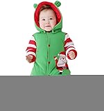 【SEBLES】ベビー服 カバーオール あったか かわいい フード なりきり アニマル キャラクター 新生児 靴下(66cm,緑のサンタクロース)