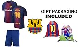 ファンKitbag Messi # 10 Barcelona Youthホーム半袖サッカージャージー&ショーツKidsプレミアムギフトキット✮ボーナスMessi # 10画像バックパック YM 8-1