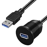 USB パネルフラッシュマウントケーブル, USB 3.0 拡張 USBマウント、ダッシュマウント、フラッシュマウント、パネルマウントケーブル、 自動車、ボート、オートバイ用 (シングルポート 2m)