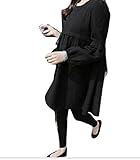 shop-k.p. マタニティ 授乳服 ふんわり チュニック 授乳口 ラブリー 無地 ファスナー レディース (ブラック)