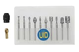 UID 【3.17mm軸】　12PCSセット ハイスカッター PROXXON(プロクソン) ミニルーター対応 Φ3.2mm互換コレットチャックとチャックカバー付属 NO.824