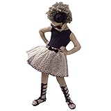 Domybest子供服　女の子　チュチュスカート　セットアップ　子供ドレス　タンクトップ+チュールスカート　上下 2点セット　蝶結び　ヒョウ柄　ガールズ　カジュアル　通園　通学　お出かけ　普段着 春 
