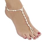 Pixnorパールアンクレットチェーン装飾ビーチ裸足サンダル足ジュエリー