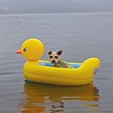 浮床犬用プールスロープ 小型犬用イエローの犬用プールフロート 体重17.5kgまでの犬用安全インフレータブルドックウォータープラットフォーム ポンプとロープ付き折りたたみ式犬用ボートラフト (エアポンプなし) [並行輸入品]