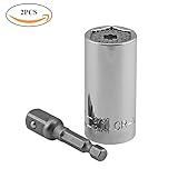 ValueHall 2PCS万能ソケット ユニバーサル ソケットレンチ 2点セット(7～19mm,1/4～3/4インチ) 対応 グリッパー & ドリルアダプター V7041-4