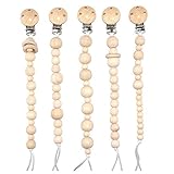 Pawaca おしゃぶりホルダー 　木質　落下防止 紛失防止 安全無毒 シンプルタイプ 5個セット