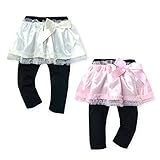 ベビー服 女の子 スカッツ ボトム Dolly Ribbon ドーリーリボン 10分丈 サテンリボン チュールレース 女児 ベビー (2.ピンク/90cm)