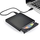 外付けCD DVDドライブ、ラップトップノートブックPCデスクトップコンピュータ用のBlingco USB 2.0スリムプロッタ外付けCD-RWドライブDVD-RWバーナーライタープレーヤー、ブラック
