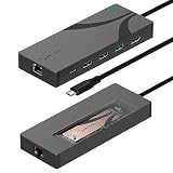 SABRENT usb-Cハブ、 M.2 SSDスロット付き6ポートドック、90W PD3.0、1個のUSB 2.0 & 2個のUSB 3.0 Type-Aポート、HDMI 2.0 4K@60Hz、RJ45 1GbEポート ドッキングステーション (HB-6PNV)