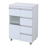 JK Parl 鏡面カウンターワゴン 扉収納 60cm幅 FPL-0002WH