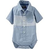 オシュコシュ OSHKOSH/ エンジニア ストライプボ タンフロントボディスーツ ストライプ ロンパース半袖 6ヶ月【並行輸入】
