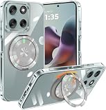 xiusiteli Moto G66J 5G 用 ケース クリア Moto G56 5G 用 多機能360度回転スタンド 角度調整 縦横両対応 モトローラ モト G66y/g66j/g56 5g カバー リング付き ケース 耐衝撃 TPU スマホケース 多機能 透明 軽量 薄型【クリア】