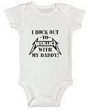 音楽バンド子Onesie " I Rock Out Toメタリカwith Daddy "子供用シャツ – Funny Threadzキッズ カラー: ホワイト