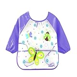 URAQT ユニセックスベビーEVA長袖防水ビブオーバーオールチャイルド絵画服お食事用スモックエプロン