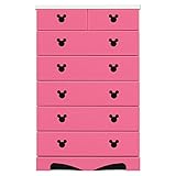 アルファタカバ ディズニー家具ハイチェスト75-6ポップミッキー(ピンク)取っ手ブラック