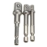 Kitoola 3pc ソケットアダプターセット 1/4 3/8 1/2 インチコードレス六角ドリルビット
