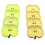 gresorth 8 pcs人工Appleスライスレッド&グリーンフェイクフルーツスライスホームテーブルキャビネット装飾