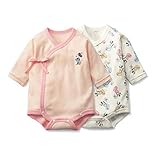 Disney ディズニー [ベルメゾン] 新生児 長袖 前開き ボディ スーツ ２枚 セット ミニーマウス サイズ：60