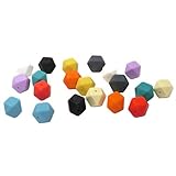 Amyster Mixed Color 50pc 17mm (0.669in) DIY Necklace Hexagon Silicone Teether Beads (Mixed color 50p
