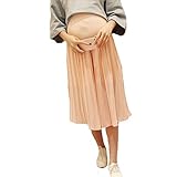 Spinas(スピナス) レディース マタニティ シフォン プリーツ 七分 スカウチョ 4Color 【ブラック グレー ピンク ホワイト】妊婦さんだっておしゃれを楽しみたい！妊娠初期から産後まで、長