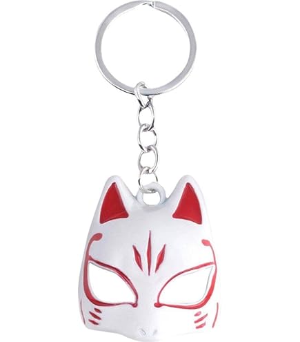 Amazon.co.jp: お面 狐面 キツネ かわいい ペンダント キーチェーン