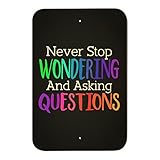 Never Stop Wonderingと質問ホームビジネスオフィスSign 6" x 9" SIGN.WOOD.9X6.Z000693_8