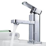 Auralum 蛇口 洗面用 シングルレバー 取り付けホース付き 洗面台 手洗いボウル用 水道 水温の調整が簡単 省エネ