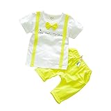 Cutelove 子供服 Tシャツ 半袖 Tシャツ＆パンツ 上下セット ショーツ 男の子 ベビー ショートパンツ ショートスリーブ 可愛い 蝶ネクタイ 夏