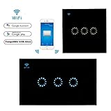 teepao RF WiFiスマートライトスイッチ – 1 /2 /3ギャング壁ライトAppスイッチ、タイマースイッチタッチコントロールパネル、WiFiリモートコントロールviaスマート電話、作業wi