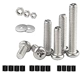 テレビ取り付けネジ,304ステンレス製 VESA取り付けネジ,テレビ 取り付けハード,テレビ壁掛け用部品 M4、M5、M6、M8ネジ、ワッシャー、スペーサー あらゆるテレビ壁掛け金具とモニタースタンドに適用 ボルト ナット セット (M4,M5,M6,M8)