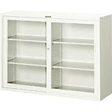 ガラス戸引違書庫1200×400×880 N304G (ネオグレー)