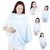 授乳ケープ ガーゼ生地 绵100%二重ガーゼ 風通しがいい ムレない ワイヤー入り 通気性抜群 赤ちゃんに優しい (ブルー)