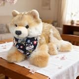 Chongker 黑柴犬 ぬいぐるみ 本物そっくり リアル犬のぬいぐるみ - 純粋なハンドメイド 可愛癒しの秋田犬 柔らかい触感の友達、自宅 子供 大人、誕生日 記念日 プレゼント