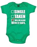 (たった一人で７２匹の猫とともに死ぬでしょう。) Will Die Alone With 72 Cats, プリント　ベビースーツ - グリーン/白/赤 6-12 ヶ月