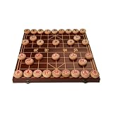 KCNN 折りたたみチェス盤付き中国チェス、中国シャンチー、ポータブルトラベルゲームセット、レーザー彫刻とゴールドトレースチェス盤と駒、手提げ袋付き (D,S)