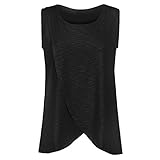 授乳Tシャツ Hosam マタニティウェア Tシャツ 袖なし タンクトップ 春 夏 おしゃれ 無地 授乳 産前 産後 妊婦 (M, ブラック)