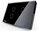 米国/ AU標準スイッチ、ブラッククリスタルガラスパネル、AC 110～250 V、4ギャング1 Way、タッチセンサー壁ライトスイッチvl-c304 – 82 with LEDインジケータ